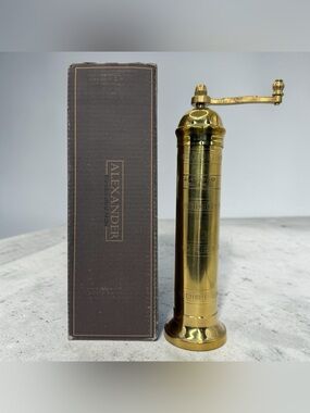Alexander Home Original Greek Salt Mill 9” Brass Manual Refillable Salt Grinder